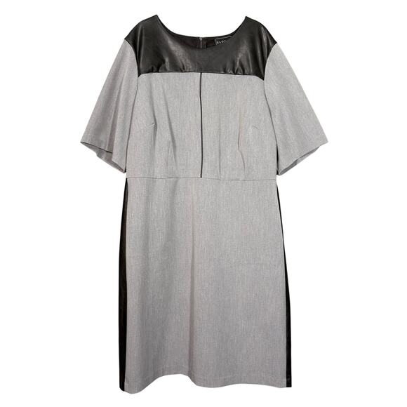 Eloquii Premier Gray & Black Leather Trim Career Dress - 24 - Women's Plus Size - Picture 1 of 7